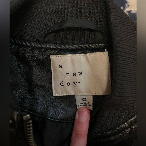 Faux Leather Bomber Jacket - Picture 3 of 3